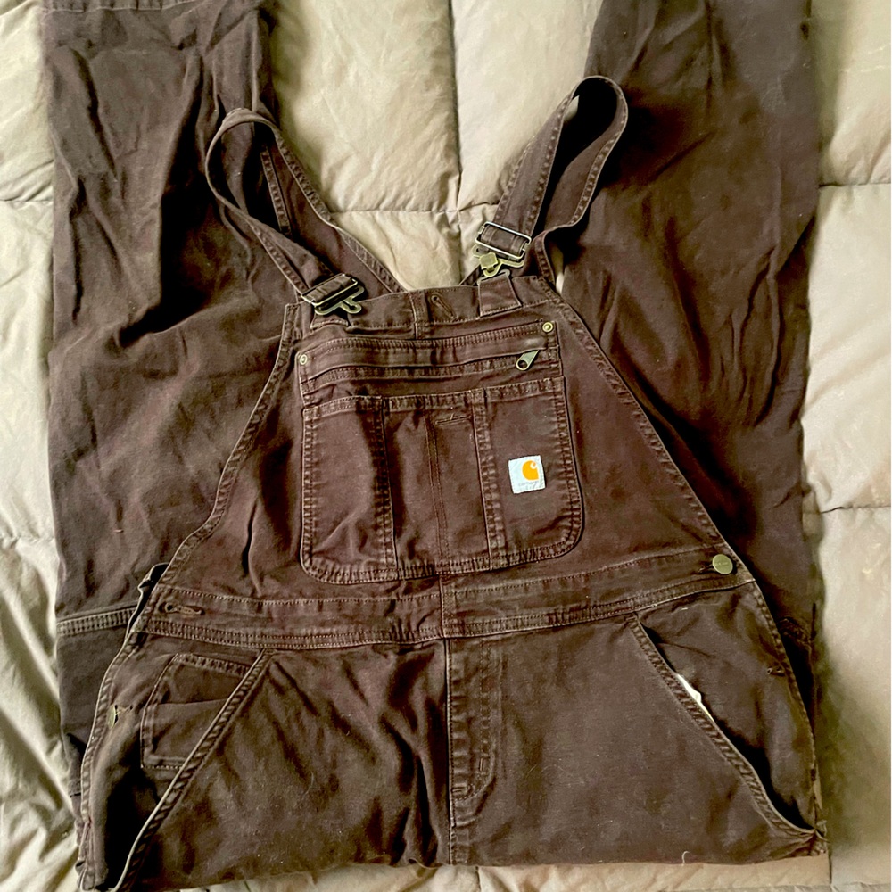 Brown carhart women’s overalls